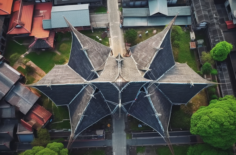 航拍传统古镇星星尖角屋檐背景,高清,摄影图,摄影图片,图片大全,摄影图免费下载